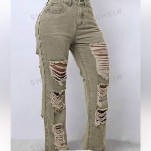 SHEIN, distressed stone wash jeans, wide leg fits size medium or 6